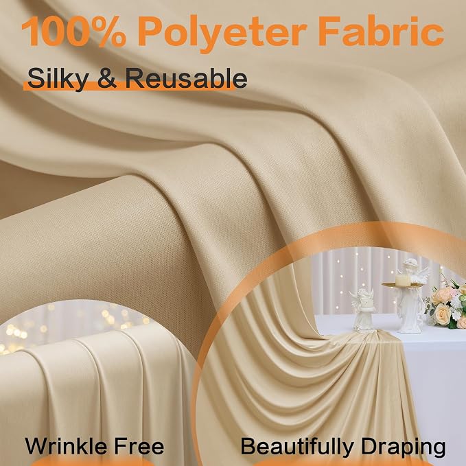 60ft×12ft Wrinkle Free Champagne Backdrop Curtain - Image 4