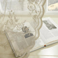 Khaki Lace Curtains 54 Inch Length 2 Panels Set Country Taupe Floral Curtains by SEEKRIGHTHomeDecor