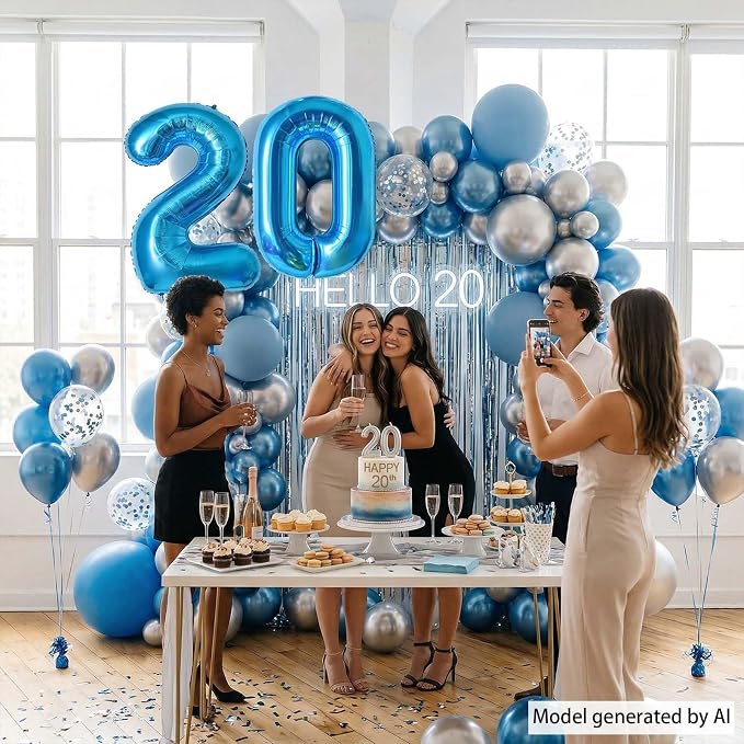 Light Blue Number 0 Balloon 40 Inch, Foil Numeral - Image 2