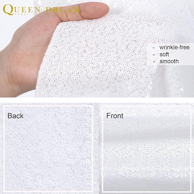 Sequin Backdrop Curtains 10ft x 10ft White Background Drapes | Giltter Curtains - Image 5