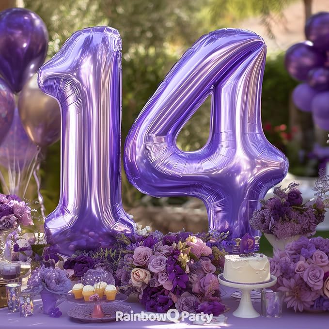 RainbowQ Purple 40 Balloon Number 40 Inch 0-40 Foil Large Balloons | Big Mylar - Image 4