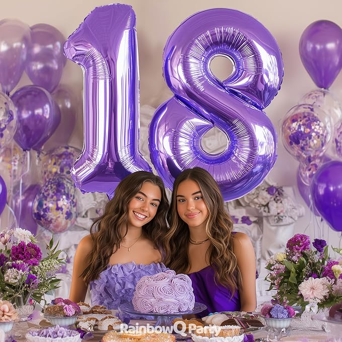 RainbowQ Purple 18 Balloon Number 40 Inch 0-40 Foil Large Balloons | Big Mylar - Image 2