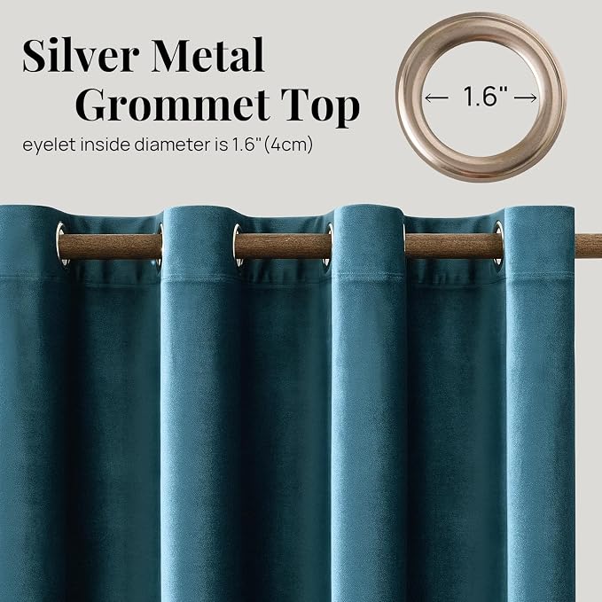 BULBUL Velvet Peacock Blue Blackout Curtains 102 inch Long - Image 6
