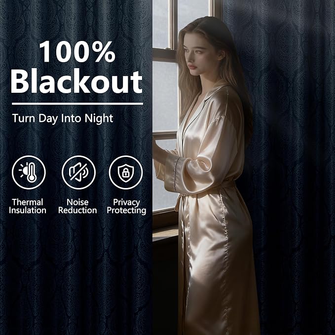DWCN 100% Blackout Curtains for Bedroom 63 Inch Long - Image 2