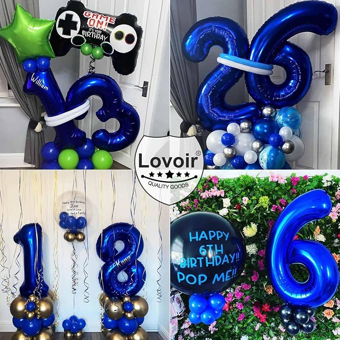 Navy Blue 40 Number Balloons, 40 Inch Giant Number 40 Balloons Foil Mylar - Image 7