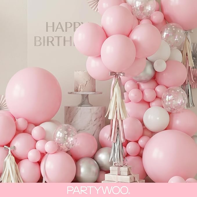 PartyWoo Baby Pink Balloons 100pcs Pastel Pale Light Pink Color | 18 12 10 5 - Image 8
