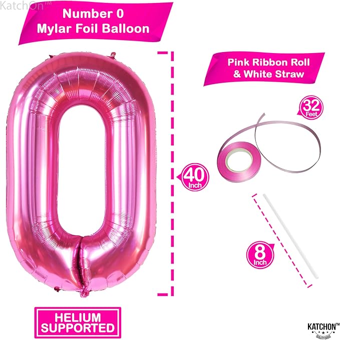 KatchOn Hot Pink 0 Balloon Numbers 40 Inch | Pair 0 Digit To Other Numbers - Image 4