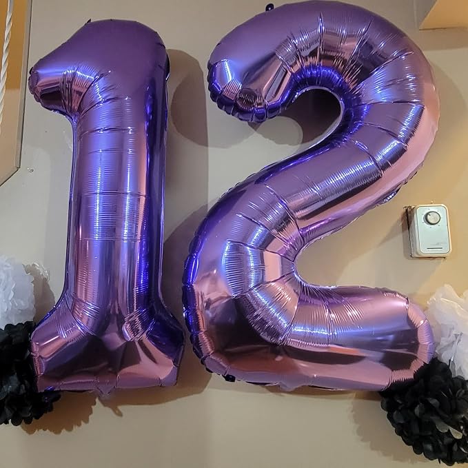 Purple 21st Birthday Balloons for Her, 40In Purple Mylar Foil Number 21 - Image 6