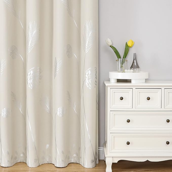 Cream Beige Room Darkening Curtains 90 Inches Long - Image 2