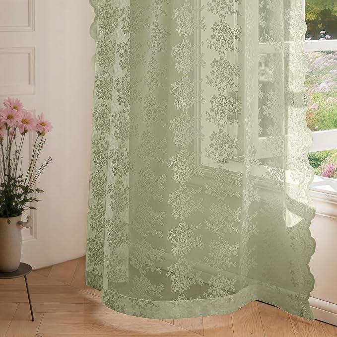 Anmao Vintage Lace Curtains 84 Inches Long 2 Panels Set, Romantic Elegant Light - Image 7
