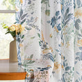 MYSKY HOME Yellow and Blue Floral Sheer Kitchen Curtains 45 Inch Length | Light by MYSKYHOME