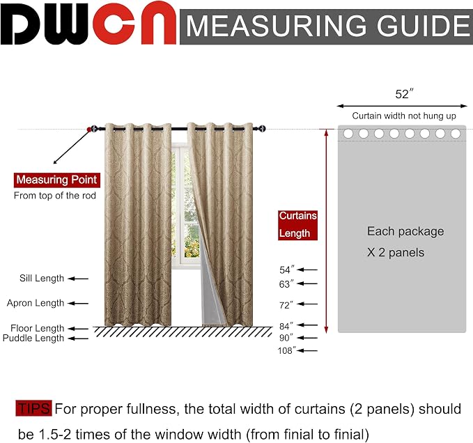 DWCN 100% Blackout Curtains for Bedroom 102 Inch Long - Image 8