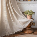 ENJOYBRIDAL Beige Curtains Crochet Lace Patchwork Drapes Curtains 63 Inch by ENJOYBRIDAL