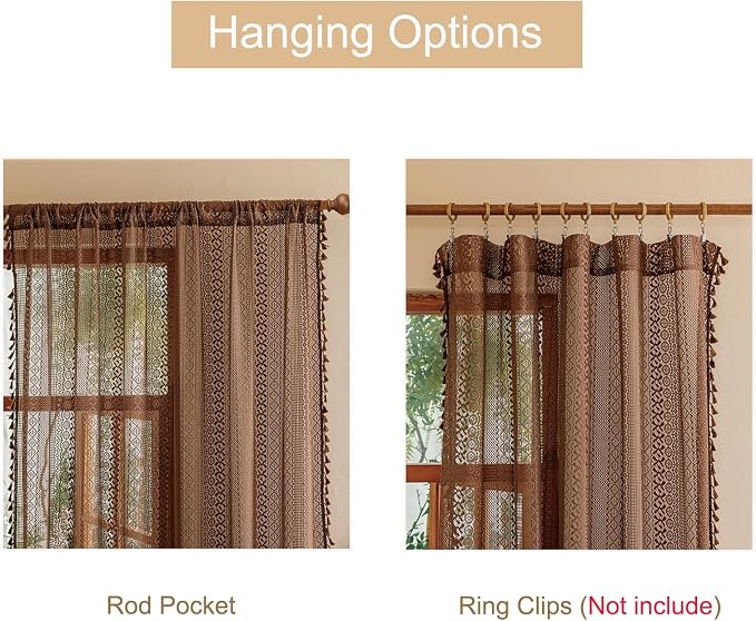 Sutuo Home Boho Lace Sheer Curtains 84 inches long, Bohemian Farmhouse Crochet - Image 4