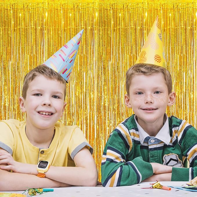 10 Pack Gold Foil Curtain Backdrop 3.2ft x 9.8ft Metallic Tinsel Foil Fringe - Image 5