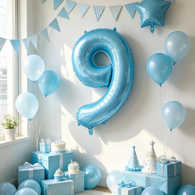 Pastel Blue 8 Balloon Number, Light Blue 8 Balloons - Image 7