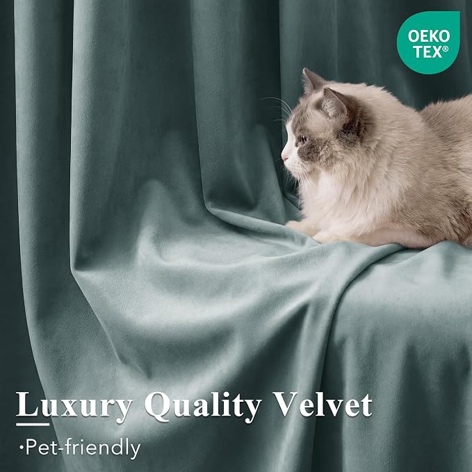 Dark Slate Velvet Curtains for Living Room, W52 x L84 inches, 300GSM Heavy Soft - Image 5