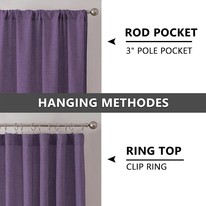 Tollpiz Short Linen Curtain Living Room Rod Pocket Semi Sheer Curtains Burlap - Image 5