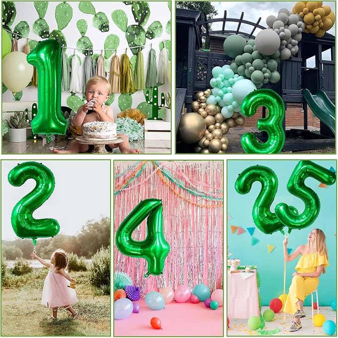 Green Number Balloons, 40 Inch Dark Green Balloon 0. Birthday Party Wedding - Image 5