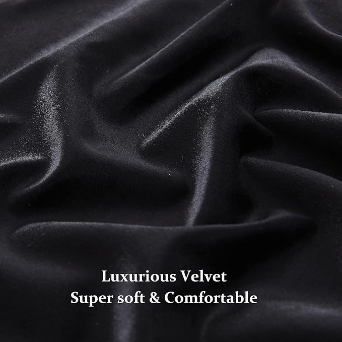 BULBUL Velvet Black Blackout Curtains 96 inch Long - Image 5