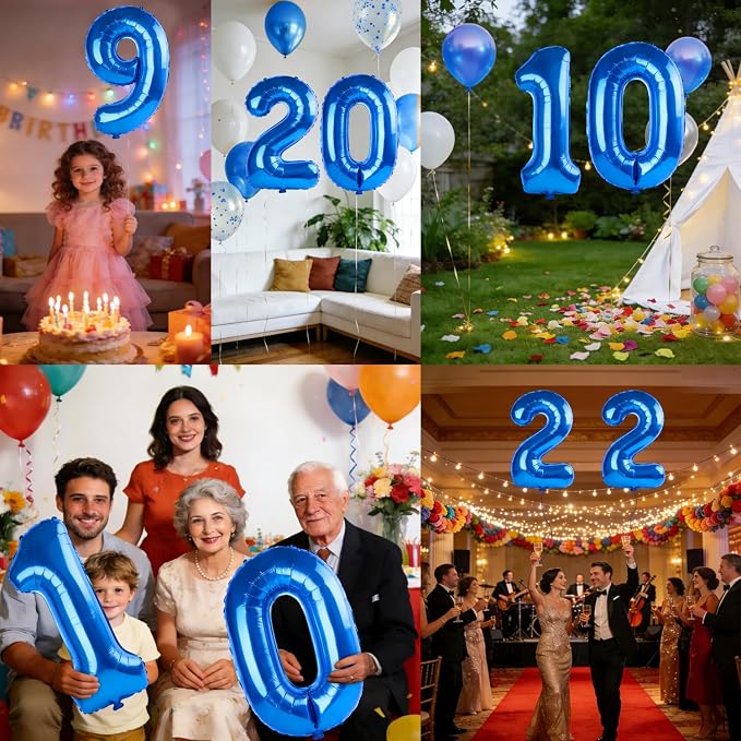 40 Inch Number 9 Balloons for 9th Birthday Party Decorations, 0-100 Dark Blue - Image 7
