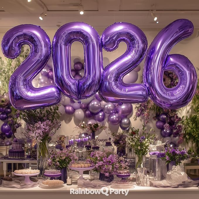 RainbowQ Purple 0 Balloon Number 40 Inch 0-40 Foil Large Balloons | Big Mylar 0 - Image 4