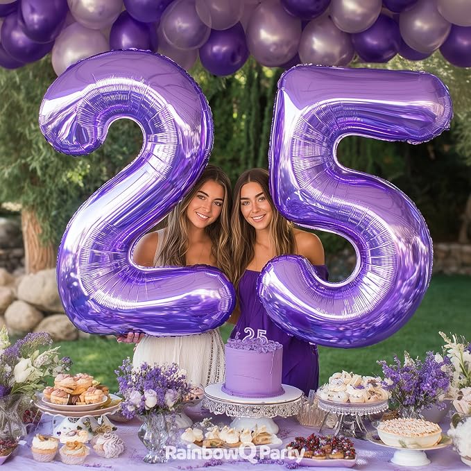 RainbowQ Purple 20 Balloon Number 40 Inch 0-40 Foil Large Balloons | Big Mylar - Image 5