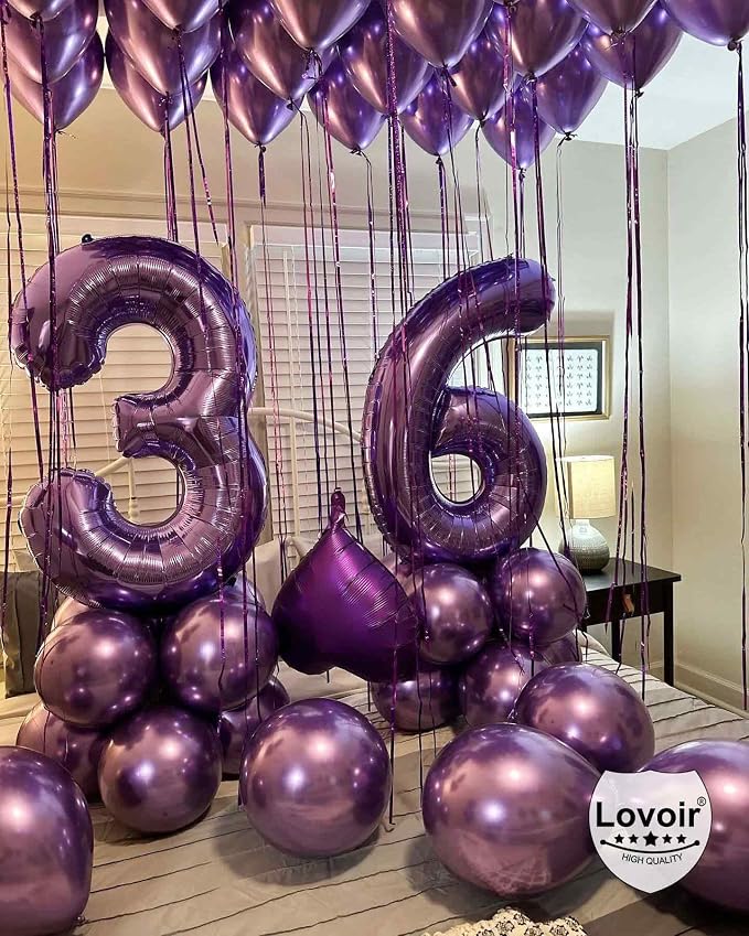 Purple 23 Number Balloons, 40 Inch Giant Number 23 Balloons Foil Mylar Helium - Image 3