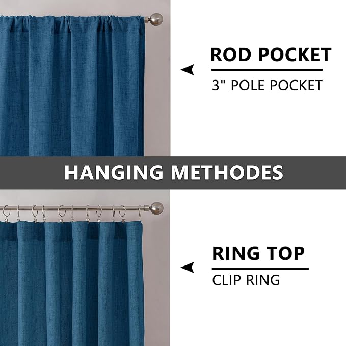 Tollpiz Linen Curtains Living Room Rod Pocket Semi Sheer Curtain Burlap Light - Image 5