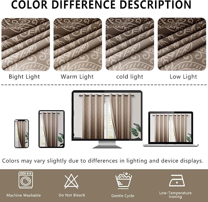 DWCN 100% Blackout Curtains for Bedroom 54 Inch Long - Image 4