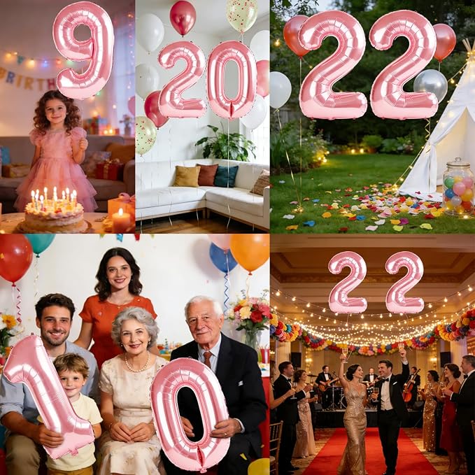 40 Inch Number 22 Balloons for 22nd Birthday Party Decorations, 0-100 Jewelry - Image 7