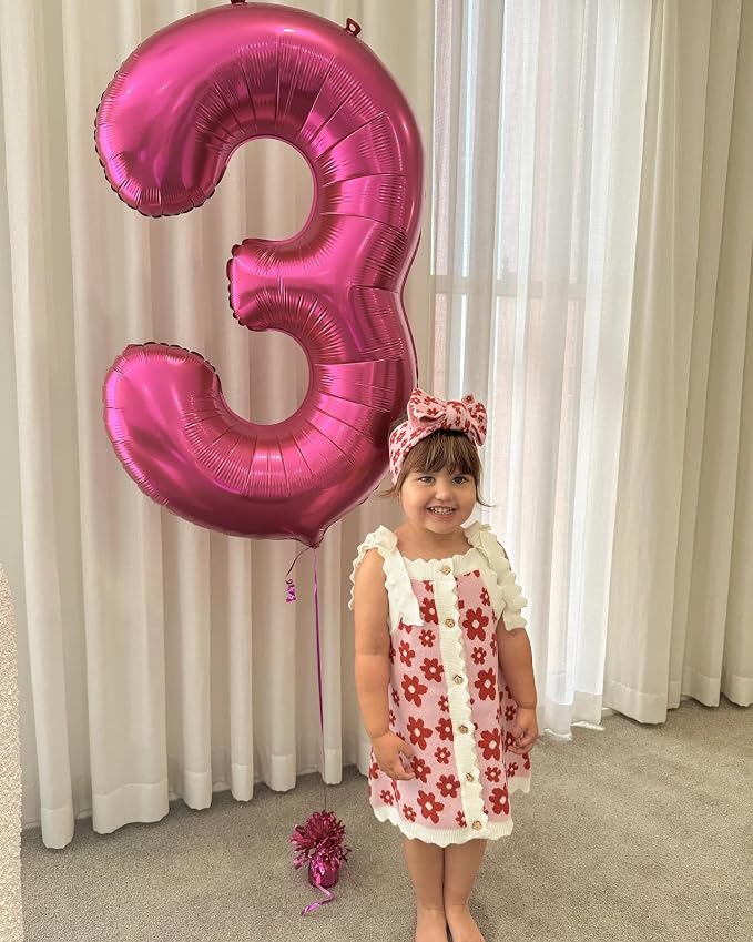 6 Balloon - Pink Birthday Number Balloons, 40 Inch Decorations Men Women | Pink - Image 3