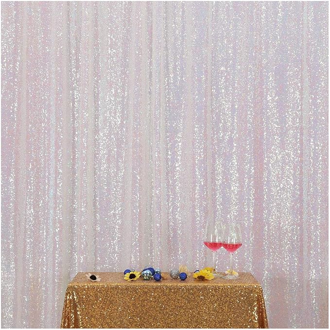 Poise3EHome 5FT x 7FT Iridescent Sequin Photography Backdrop Curtain by Poise3EHome