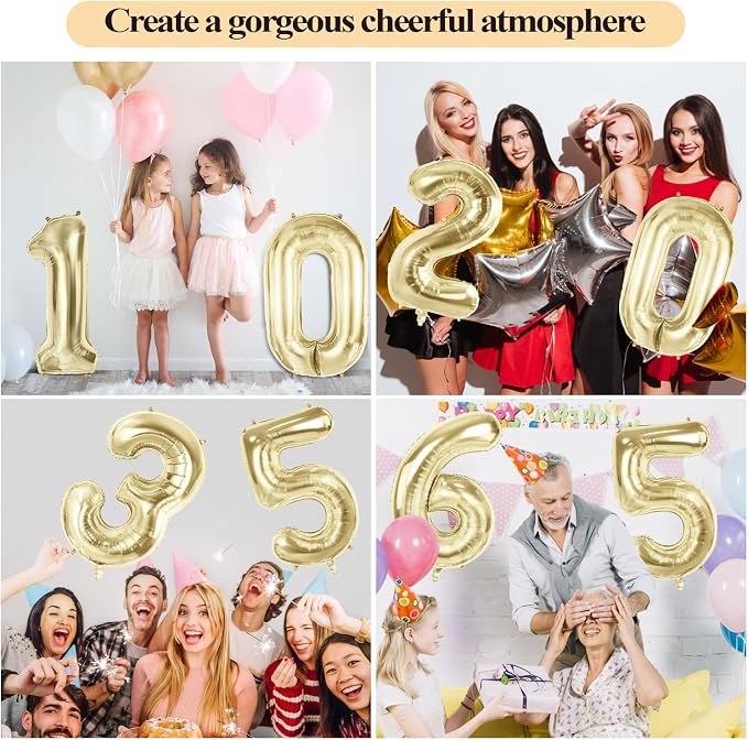 Number 65 Balloons for 65th Birthday Party Decorations, 40 Inch 0-100 - Image 7