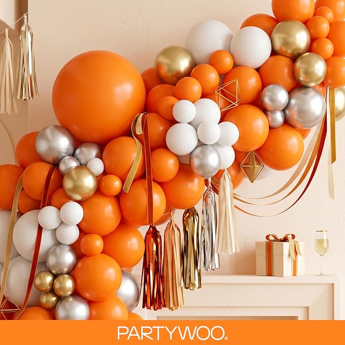 PartyWoo Orange Balloons 92pcs Fall Latex Helium Balloons Different Sizes | 18 - Image 8
