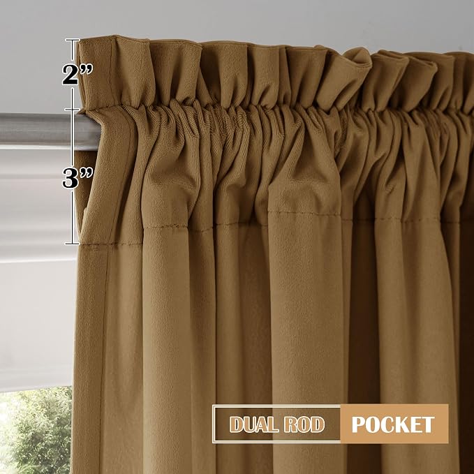 Beauoop Brown Velvet Curtains for Bedroom Living Room 52x96 2 Panels | Soft - Image 8