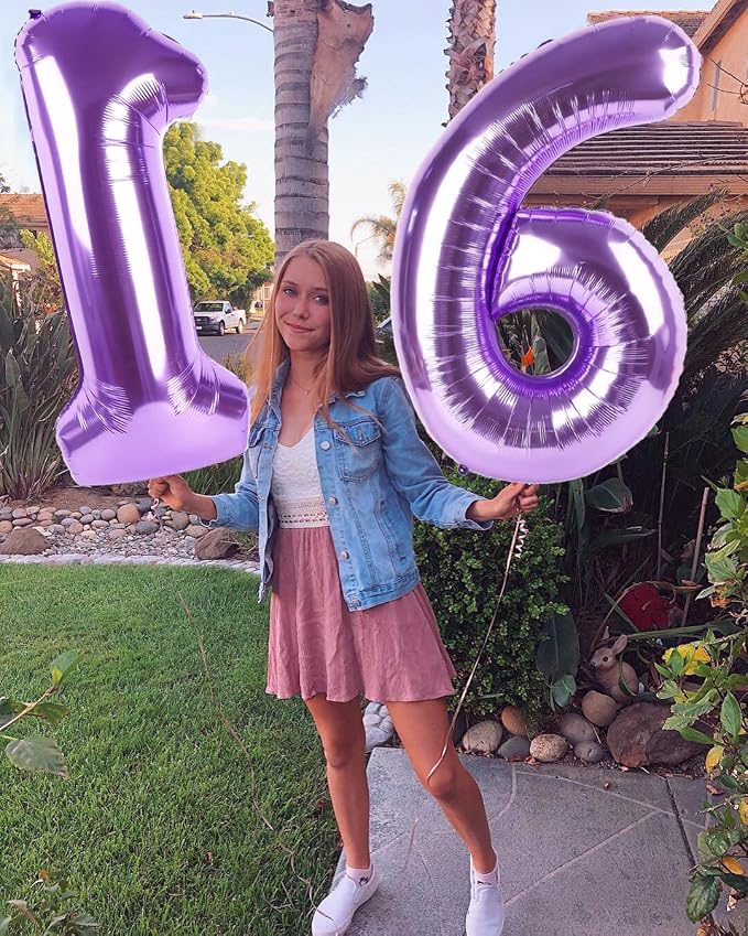 7 Balloon Numbers Party Decorations, 40In Purple Balloons - Image 2