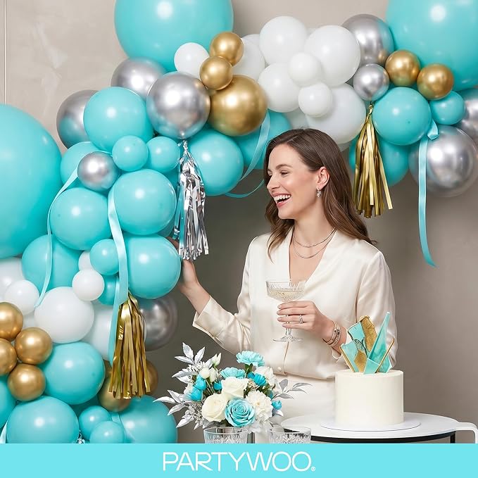 PartyWoo Teal Balloons 152pcs Turquoise Dark Teal Color Different Sizes | 18 12 - Image 9