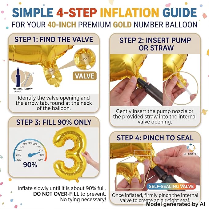 40 Inch Gold Number 0 Foil Balloon - Image 5
