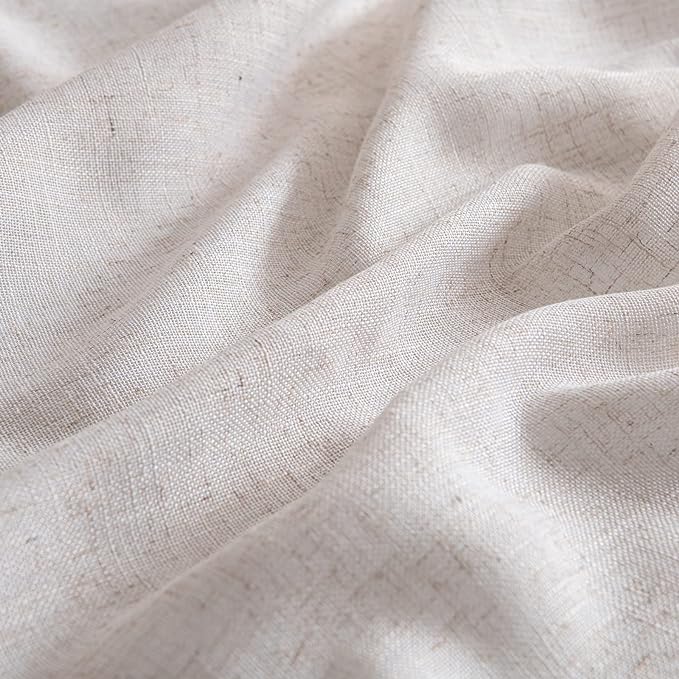 MIULEE Kitchen Curtains 36 Inch Long 2 Panels Natural Linen White Farmhouse | - Image 6