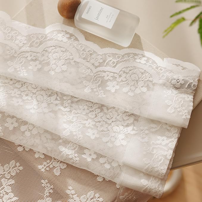 Anmao Vintage Lace Curtains 54 Inches Long 2 Panels Set, Romantic Elegant Light - Image 8