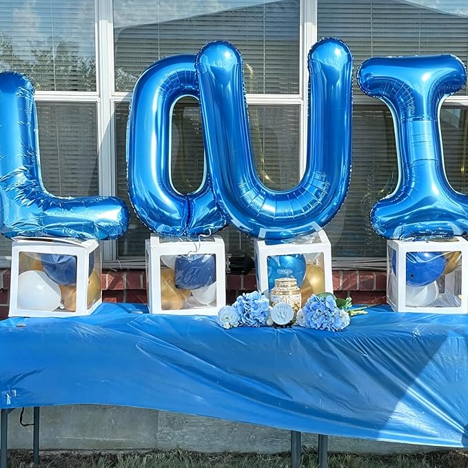Letter O Balloon 40 Inch Blue, Giant Alphabet Foil Balloon, Big Mylar Party - Image 2