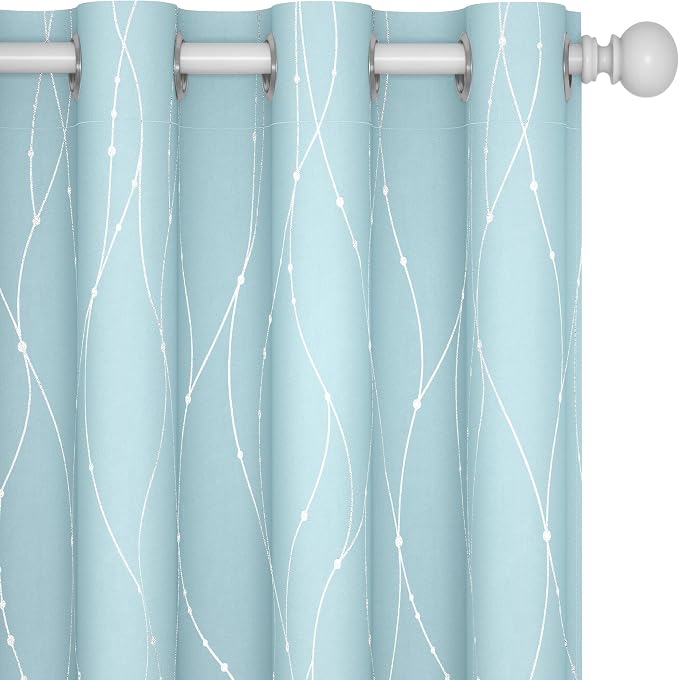 Deconovo Blackout Curtains, Light Blue Thermal Grommet Drapes, Room Darkening by Unknown