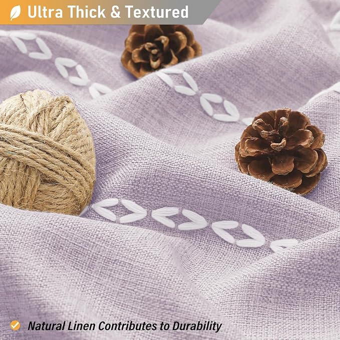 72x84 Long Boho Farmhouse Linen Heavy Duty Shower Curtain, Lavender | Tall Size - Image 3