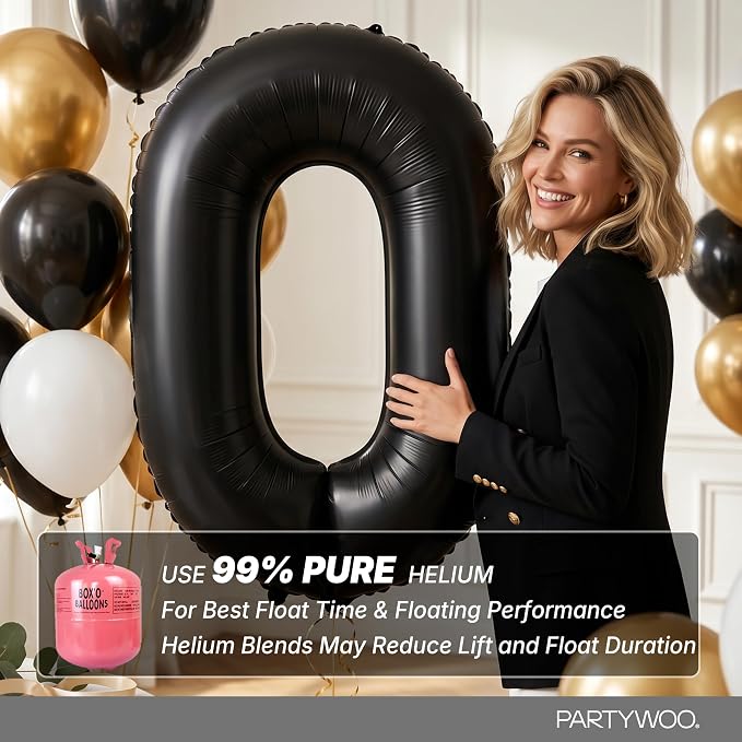 PartyWoo Number Balloons 40 Inch Black Number 40 Kit 33pcs - Image 4