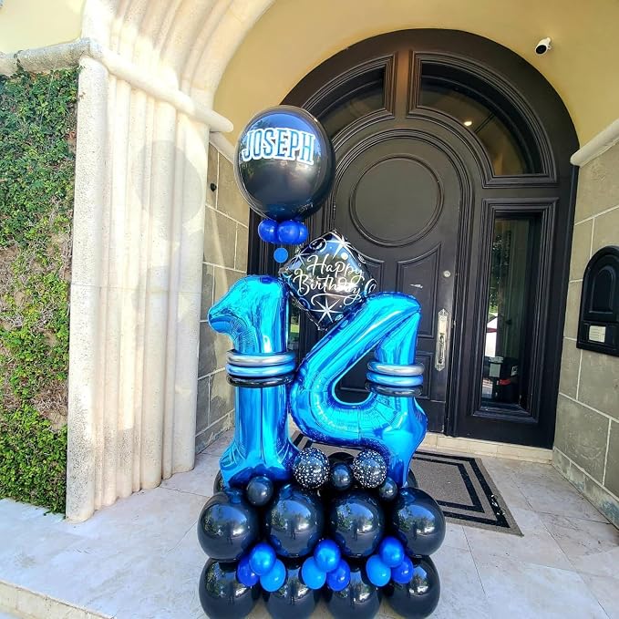 4 Balloon Numbers Birthday Decorations, 40In Dark Blue Balloons - Image 3