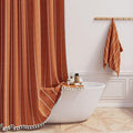 72x96 Extra Long Linen Heavy Duty Shower Curtain Set, Burnt Orange | Extra Tall by ShowerCurtain