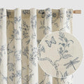 Blue Floral Linen Curtains Farmhouse Rod Pocket 50W X 84L 2 Panels | Charlotte by Lazzzy
