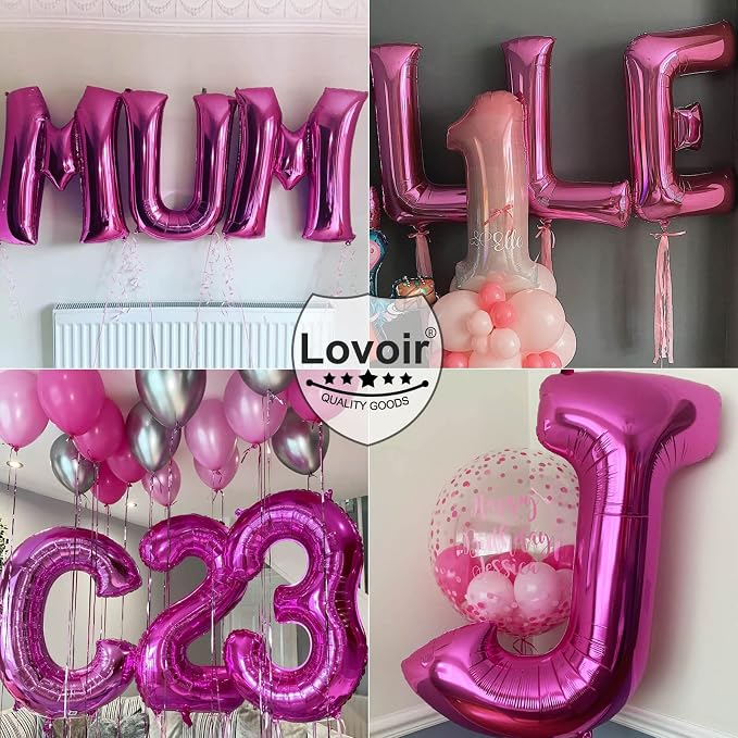 Lovoir 40 Inch Large Hot Pink Letter V Balloons Big Size Jumbo Mylar Foil - Image 6