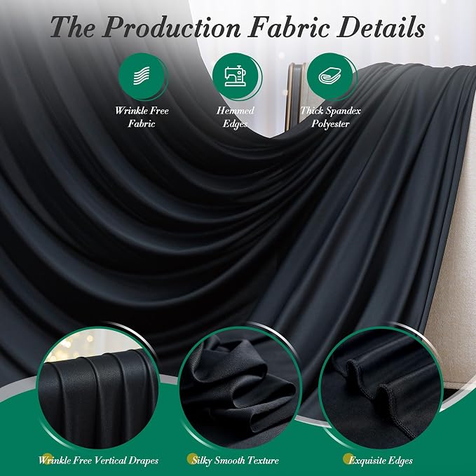 30 ft x 8 ft Black Backdrop Curtain - Image 4